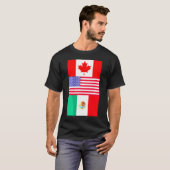 カナダUsaメキシコ北アメリカ国旗 Tシャツ (正面フル)