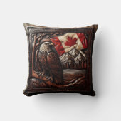 カナディアンイーグルレリーフ、 浮き彫り彫刻(国旗あり) クッション (正面)