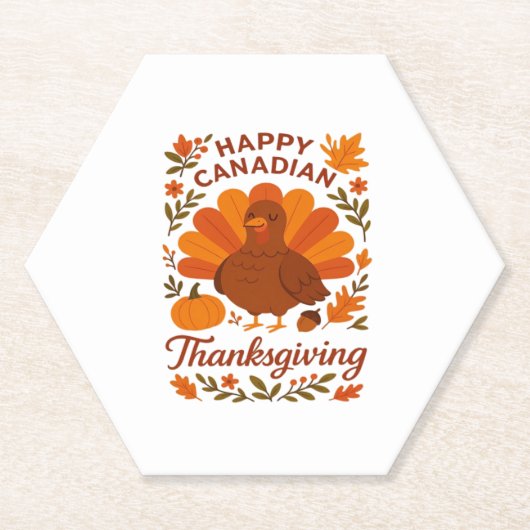 カナディアンサンクスギビング秋お祝いクラシックT ペーパーコースター (正面)