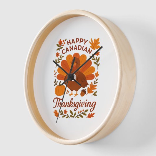 カナディアンサンクスギビング秋お祝いクラシックT 壁時計 (傾斜)