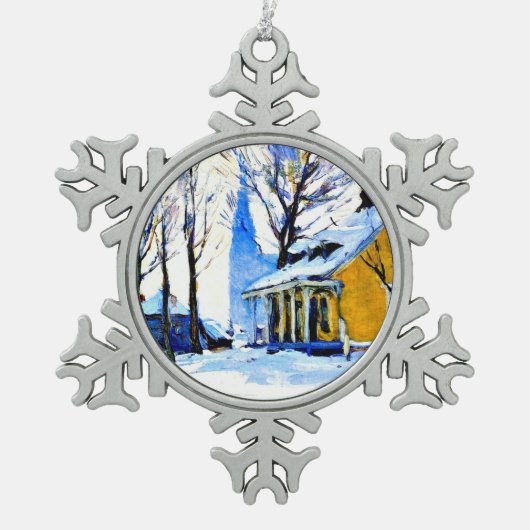 カナディアンビレッジバイクラレンスガニョン スノーフレークピューターオーナメント (正面)