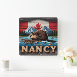 カナディアンビーバービルズマウンテンレイクの近くにネスト スクエア壁時計