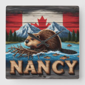 カナディアンビーバービルズマウンテンレイクの近くにネスト スクエア壁時計 (正面)