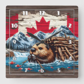 カナディアンビーバー建物itsロッジバイウォーター スクエア壁時計 (正面)