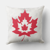 カナディアンメープルリーフマーブルパトリオ赤と白ティック アウトドアクッション (裏面)