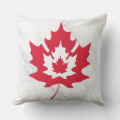 カナディアンメープルリーフマーブルパトリオ赤と白ティック アウトドアクッション (正面)