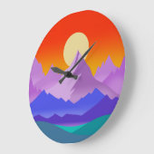 カナディアンロッキーズグレイシャルレイクズゴールデンアワーサンアート ラージ壁時計 (傾斜)