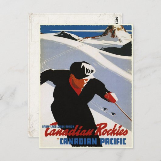 カナディアンロッキーズスキープリント付きポストカード ポストカード (正面/裏面)