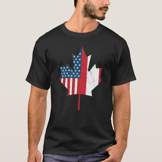 カナディアン・アメリカン州旗カナダ合衆国ルーツヴィンテージ Tシャツ (正面)