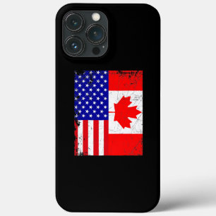 カナディアン・アメリカン米国カナダ国旗7月4日 iPhone 13 PRO MAXケース