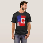 カナディアン・アメリカン米国カナダ国旗7月4日 Tシャツ (正面フル)