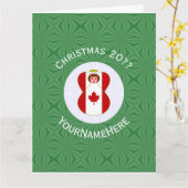 カナディアン・エンジェル・クリスマスパーソナライズされた国旗 カード (黄色い花)