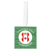 カナディアン・エンジェル・クリスマスパーソナライズされた国旗 キューブオーナメント (正面)