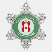 カナディアン・エンジェル・クリスマスパーソナライズされた国旗 スノーフレークピューターオーナメント (正面)