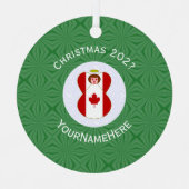 カナディアン・エンジェル・クリスマスパーソナライズされた国旗 メタルオーナメント (正面)