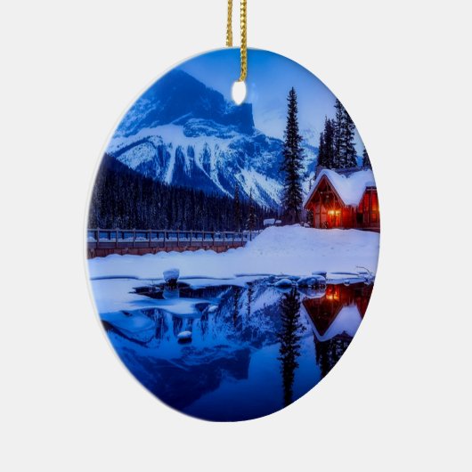 カナディアン・サンセット、夕暮れ時の風景の写真、 セラミックオーナメント (右)