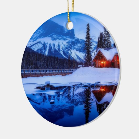 カナディアン・サンセット、夕暮れ時の風景の写真、 セラミックオーナメント (左)