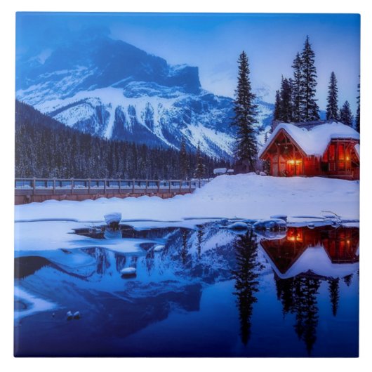 カナディアン・サンセット、夕暮れ時の風景の写真、 タイル (正面)