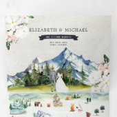カナディアン・ロッキー・マウンテン イラスト 結婚式 三つ折り招待状 (内部最初)
