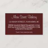 カナディアンNanaimoバーBCカナダベーカリーデザートフード 名刺 (裏面)