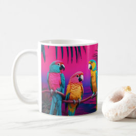 カナリアとオウムのマグカップ コーヒーマグカップ