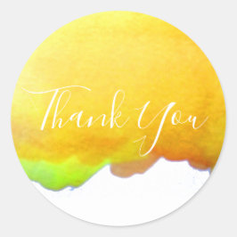 カナリアイエローの水彩画アート ありがとうございます ラウンドシール