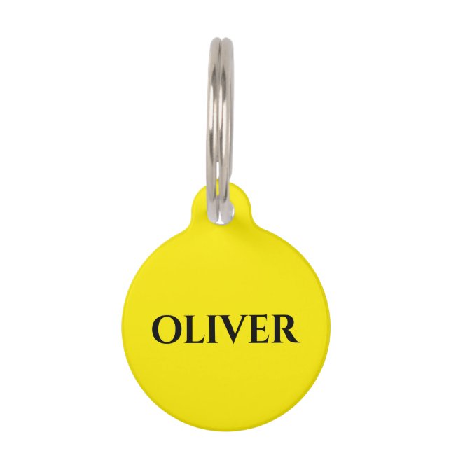 カナリアイエローミニマリスト猫の名前アドレス ペット　ネームタグ (正面)