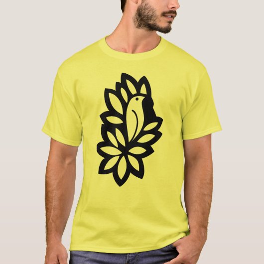 カナリア色のTシャツの黒 Tシャツ (正面)