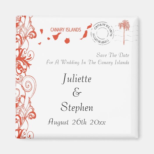 カナリア諸島の結婚式の日付を保存 マグネット (正面)