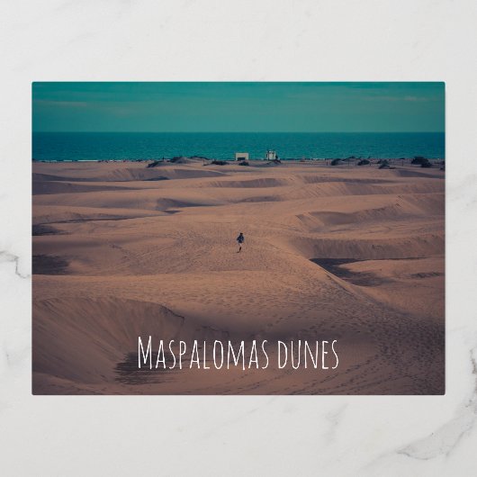 カナリア諸島マスパロマスの砂丘 箔シーズンポストカード (正面)