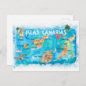 カナリア諸島図解入りの、写真付きのの地図 シーズンポストカード (正面/裏面)
