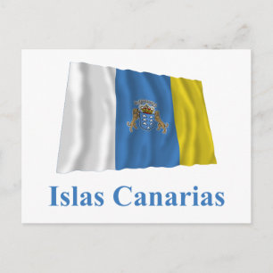 カナリア諸島国旗と名スペインの前 ポストカード