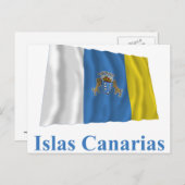 カナリア諸島国旗と名スペインの前 ポストカード (正面/裏面)