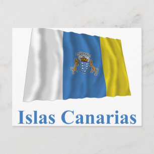 カナリア諸島国旗と名スペインの前 ポストカード