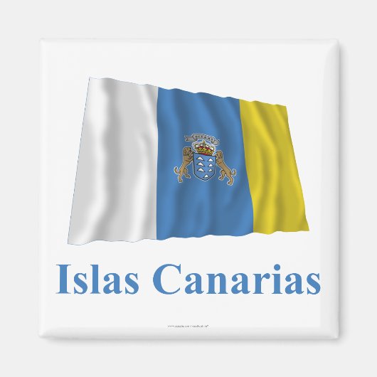カナリア諸島国旗と名スペインの前 マグネット (正面)