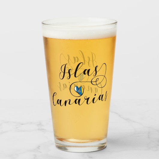 カナリア諸島国旗のハート タンブラーグラス (ドリンク正面)