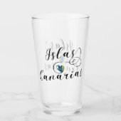 カナリア諸島国旗のハート タンブラーグラス (正面)