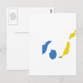 カナリア諸島国旗の地図 ポストカード (正面/裏面)