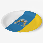 カナリア諸島国旗（カナリア諸島） （カナリア、スペイン） ペーパープレート (アングル)