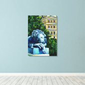 カナリア食べの猫 キャンバスプリント (インサイチュ (ウッドフロア))