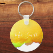 カナリア黄色の水色かわいい女の子のギフト名 キーホルダー (正面)