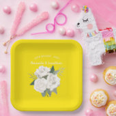 カナリエレガントイエローバラとホワイトローズ結婚ズ ペーパープレート (パーティー)