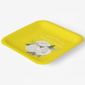 カナリエレガントイエローバラとホワイトローズ結婚ズ ペーパープレート (傾斜あり)