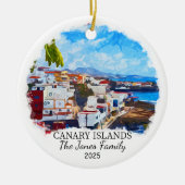 カナリパーソナライズされた諸島、カナリア諸島ギフト セラミックオーナメント (正面)