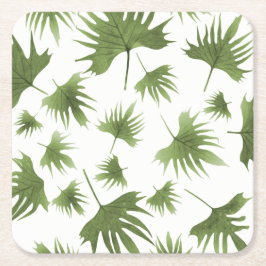 カナリーつる植物葉 スクエアペーパーコースター