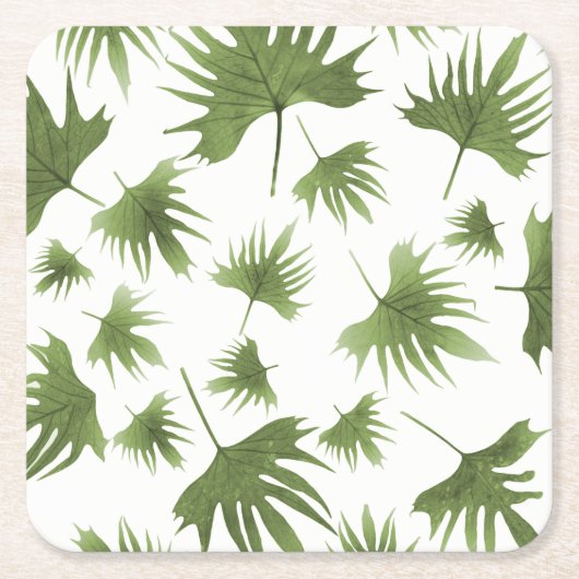 カナリーつる植物葉 スクエアペーパーコースター (正面)