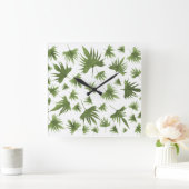 カナリーつる植物葉 スクエア壁時計 (ホーム)