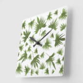 カナリーつる植物葉 スクエア壁時計 (傾斜)