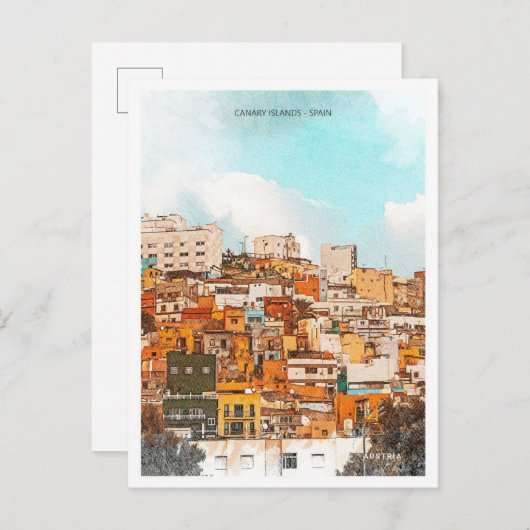 カナリーアイランズスペイン美しい油の絵を描風景 ポストカード (正面/裏面)