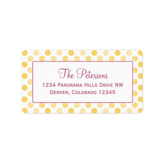 カナリーイエロー水玉模様差出人住所ラベル ラベル (正面)